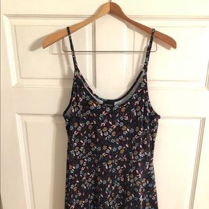 Midi black floral spaghetti strap dress